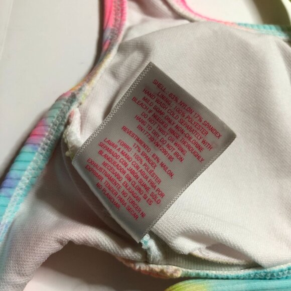 Xhilaration Rainbow Tie-Dye Ribbed Bikini Top Removable Cups XS - Picture 4 of 4